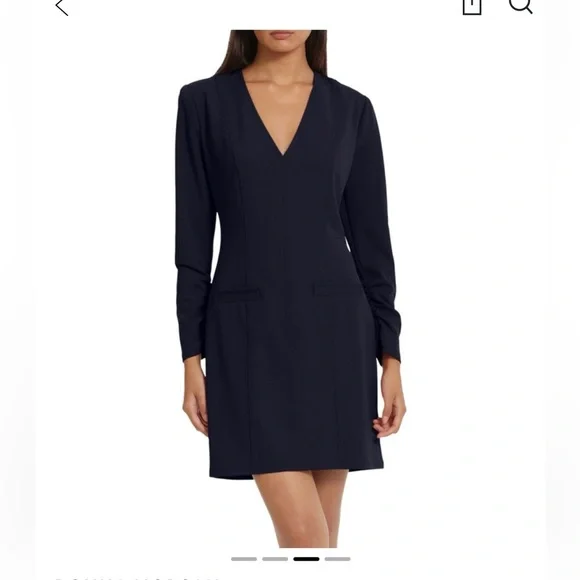 Saks Fifth Avenue Black V-Neck Mini Dress - Picture 1 of 4